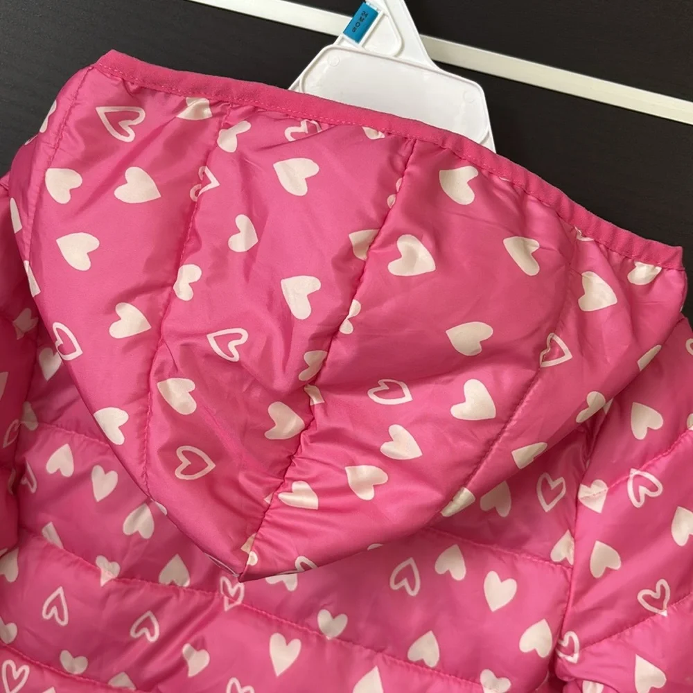 Epic Threads Girls Packable Pink Heart Puffer Jacket